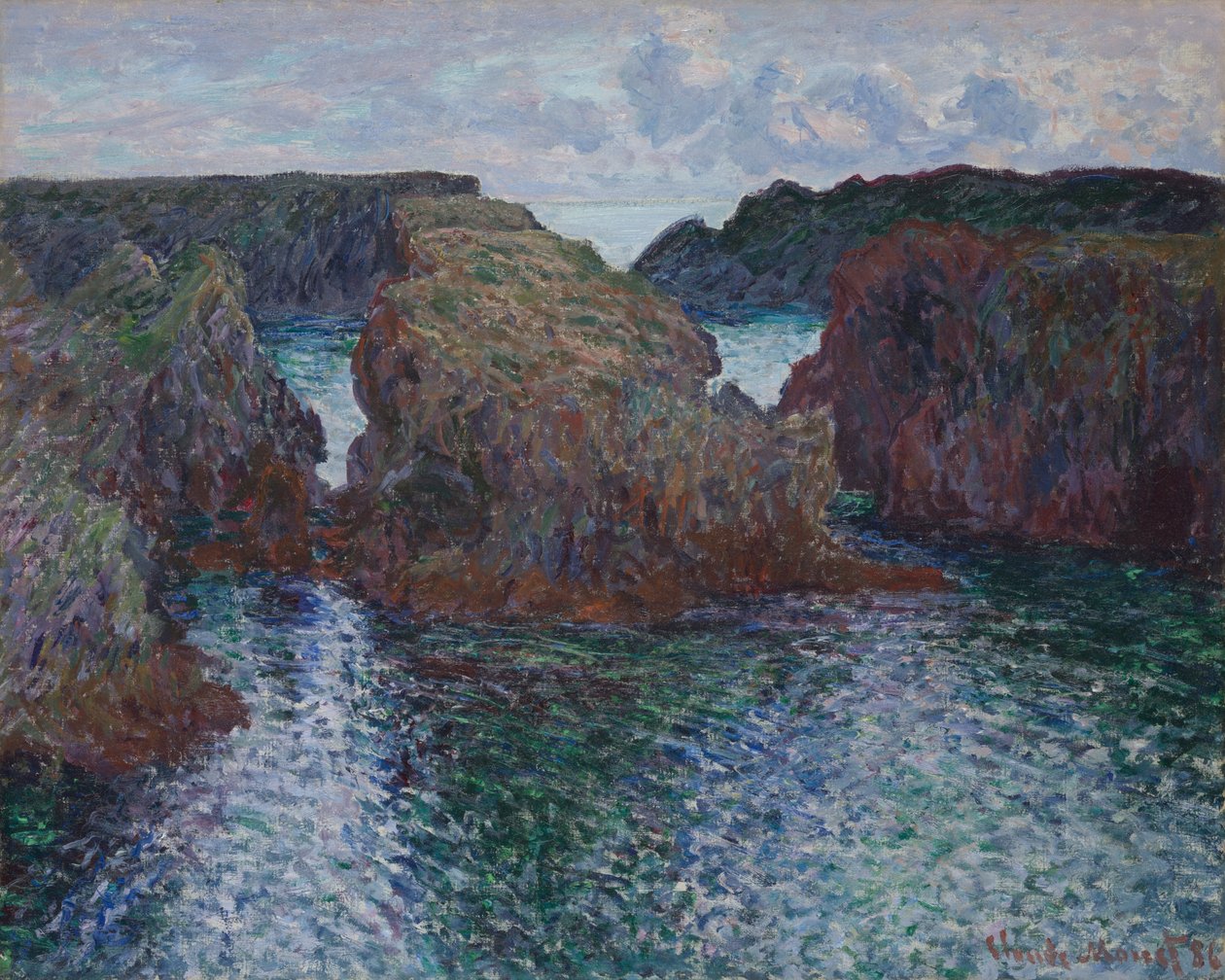 Klipper ved Port-Goulphar, Belle-Île af Claude Monet