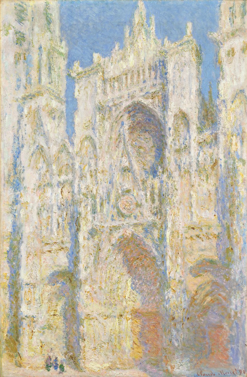 Rouen katedral, vestfacade, sollys, 1894. af Claude Monet