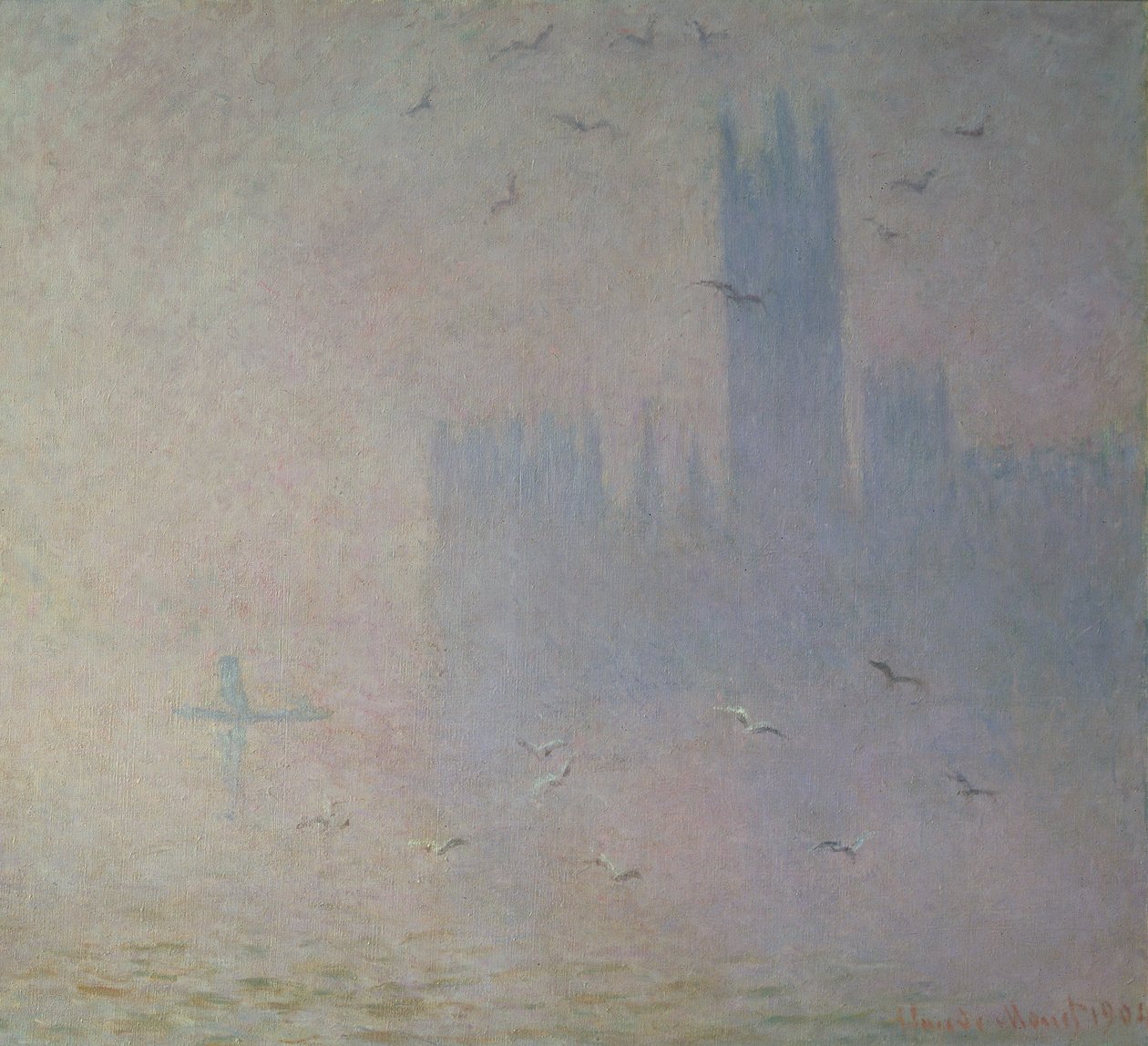 Måger over parlamentets huse, 1904 af Claude Monet