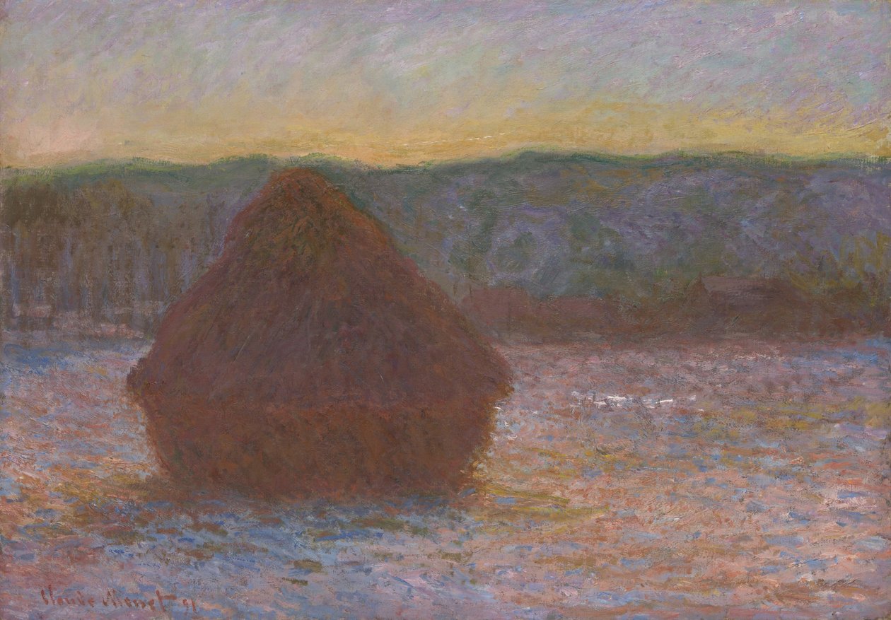 Stak af hvede (optøning, solnedgang) af Claude Monet