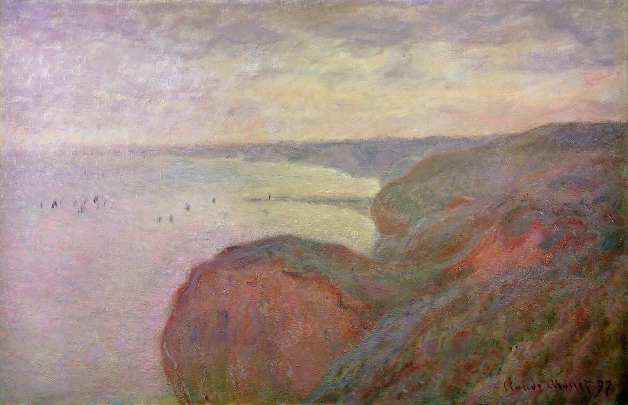 Stejle klipper nær Dieppe, 1897. af Claude Monet