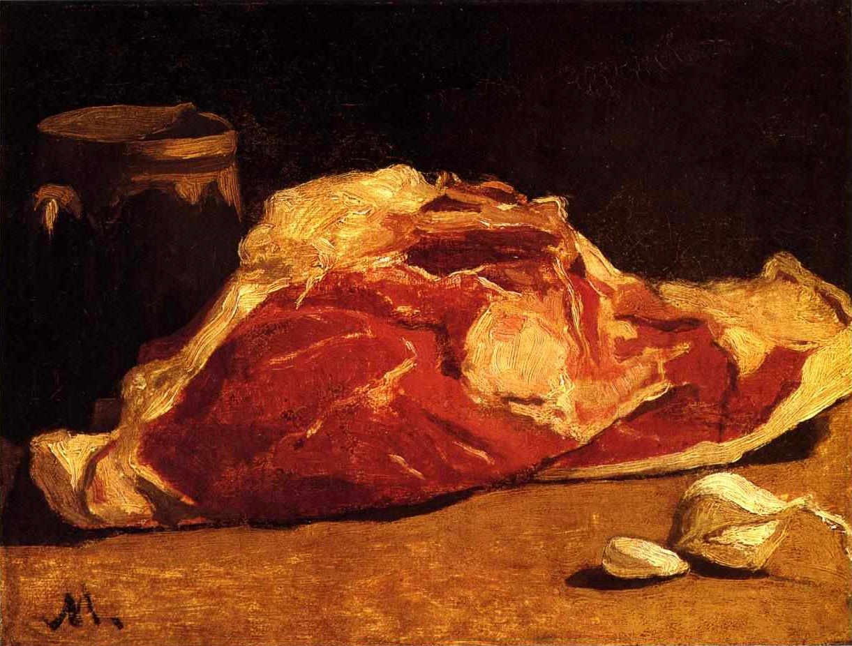 Stilleben med kød af Claude Monet