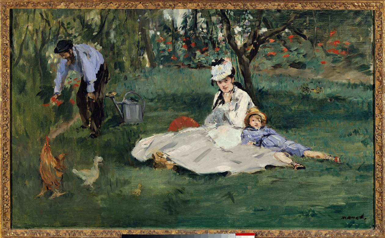 Familien Monet i haven af Claude Monet