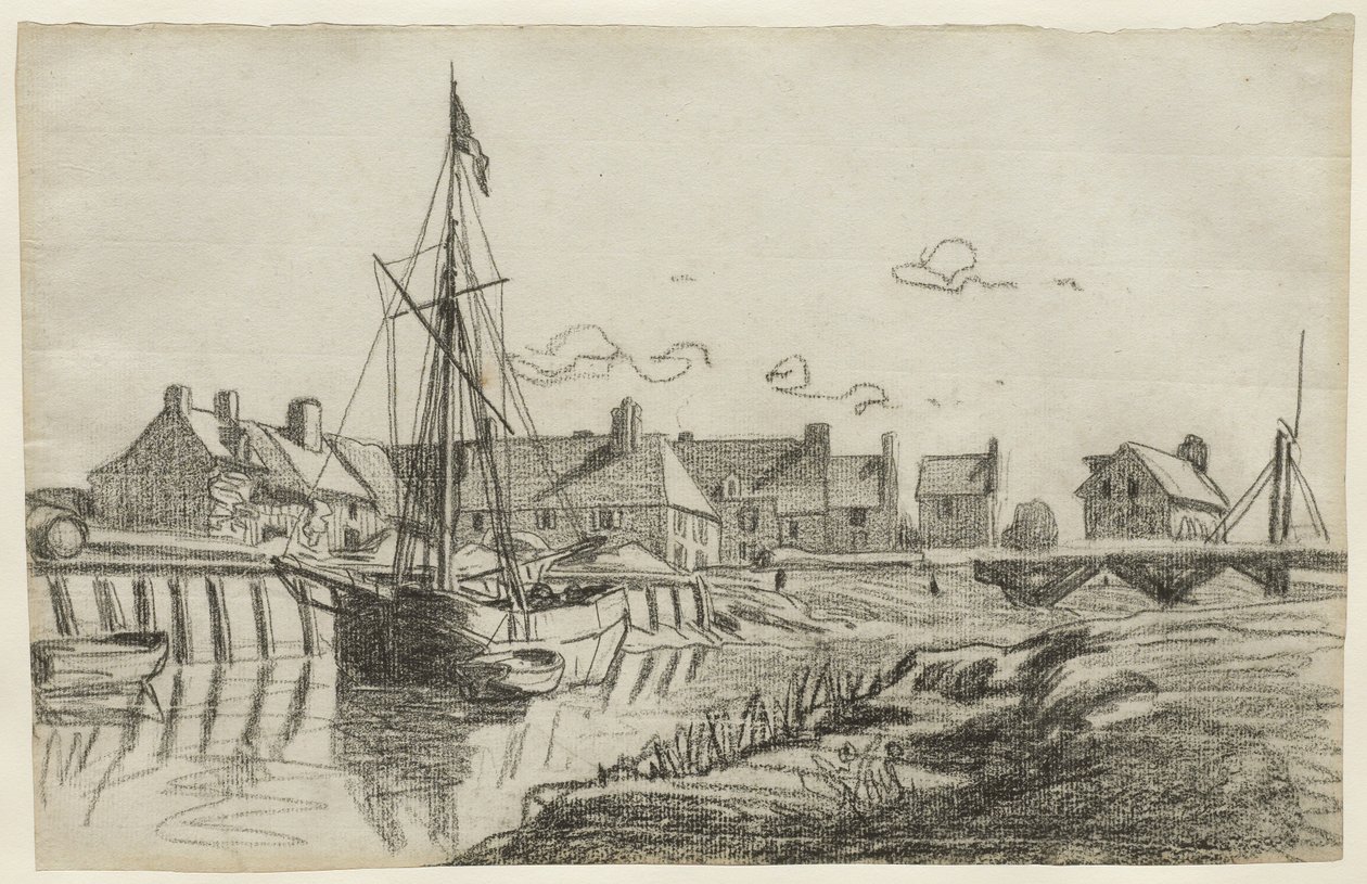 Havnen i Touques, ca. 1864 af Claude Monet