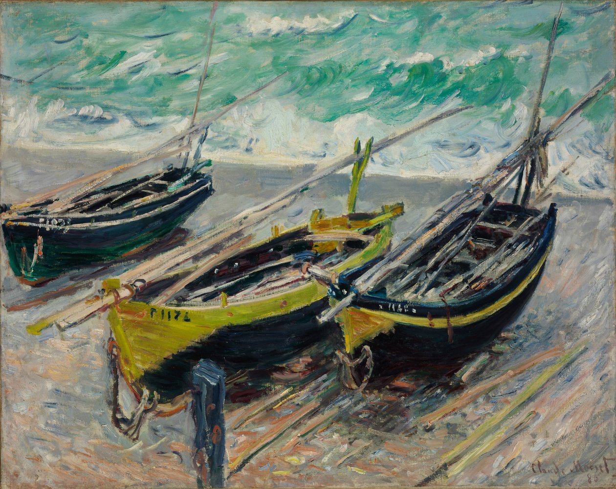 Tre fiskerbåde, 1886 af Claude Monet