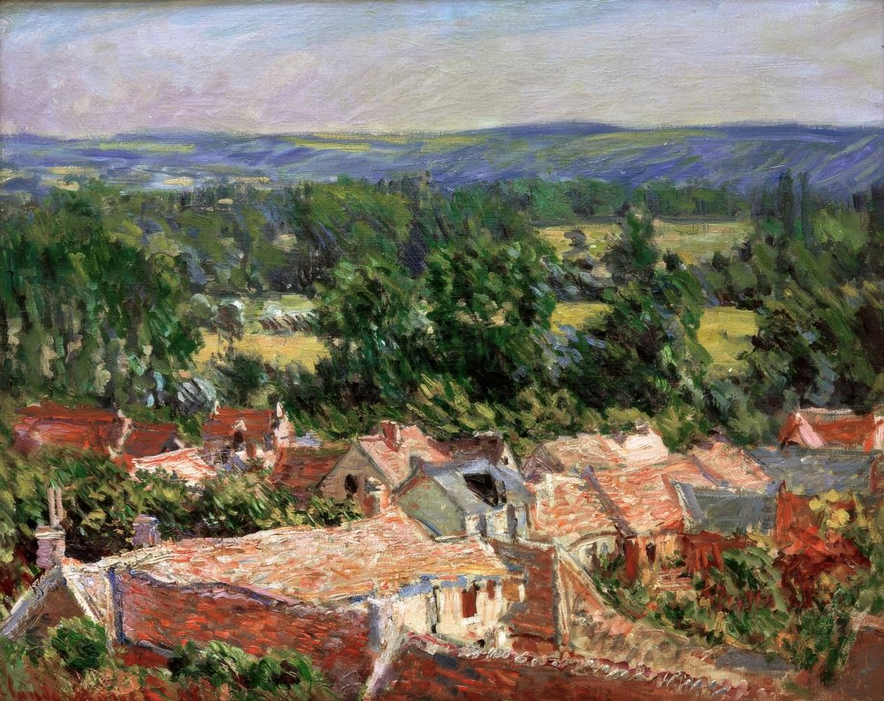 Udsigt over landsbyen Giverny af Claude Monet