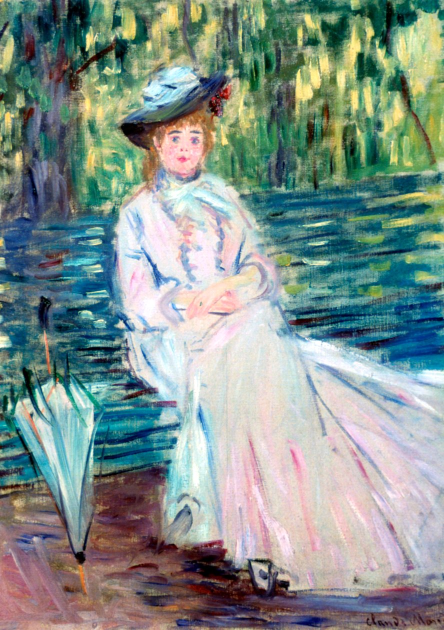 Kvinde siddende på en bænk, c1874 af Claude Monet