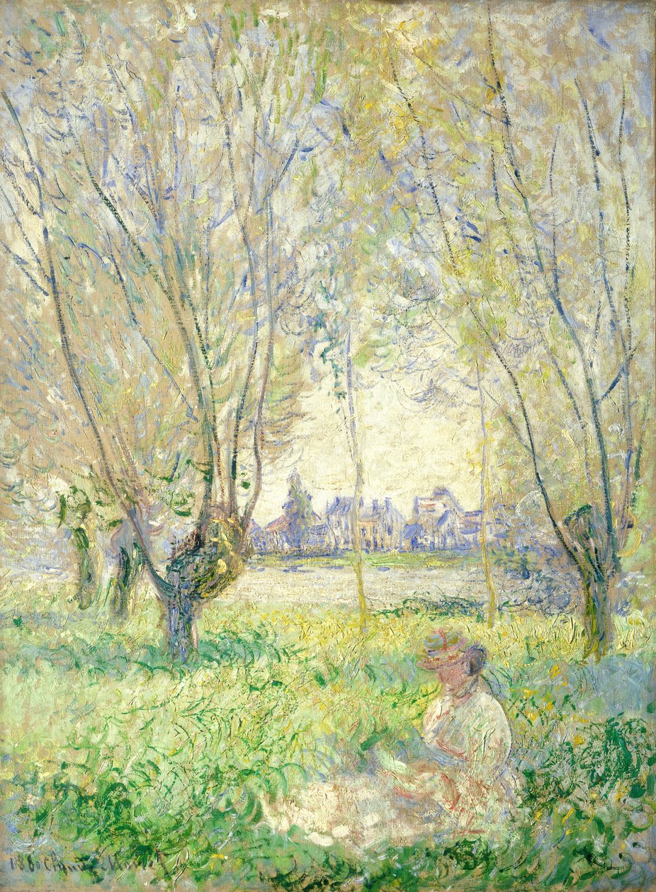 Kvinde siddende under piletræerne af Claude Monet