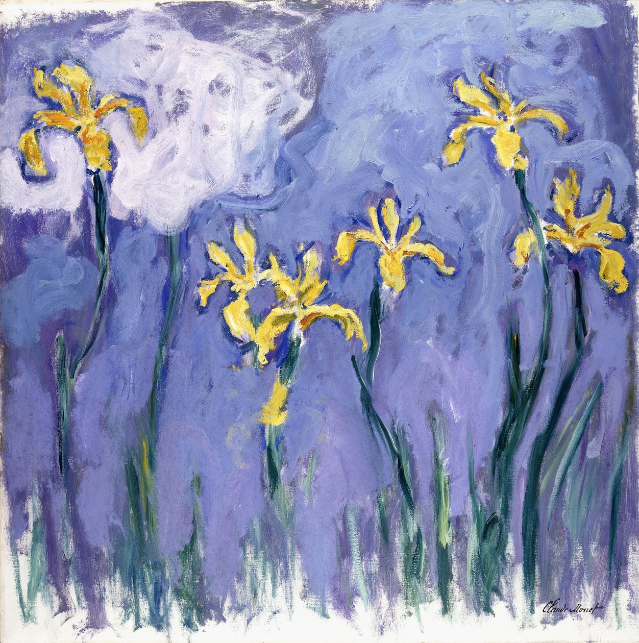 Gul iris med lyserød sky, ca. 1918 af Claude Monet