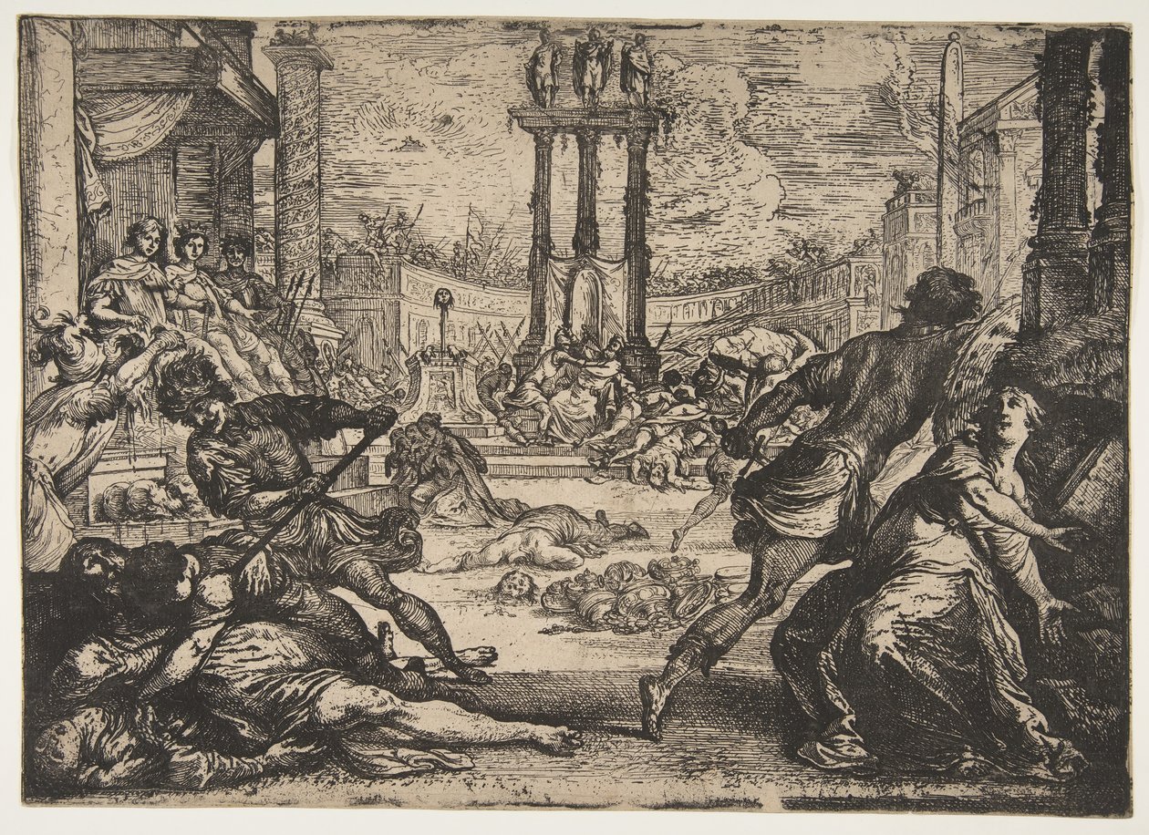 En massakre af Triumviratet, ca. 1624. af Claude Vignon