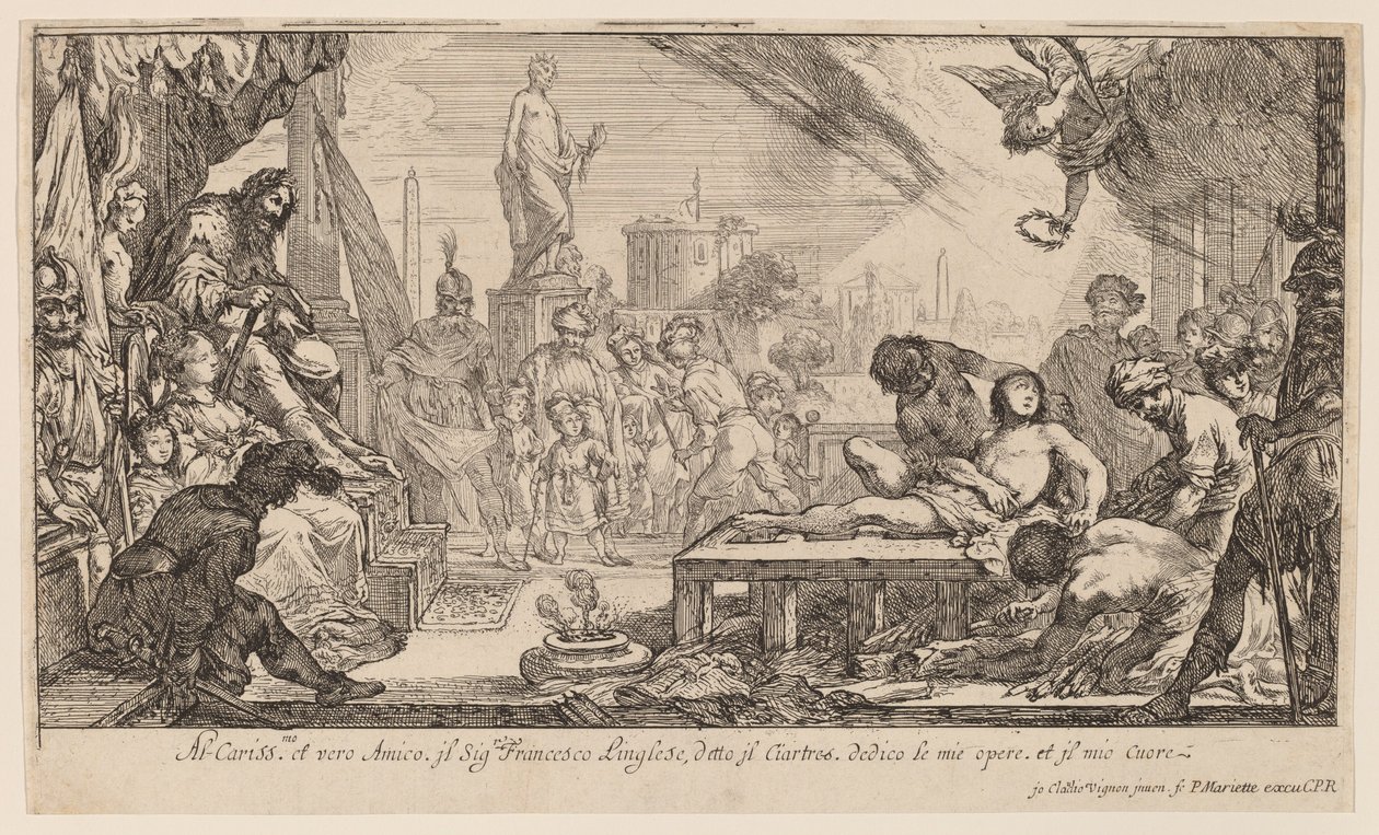 Saint Lawrences martyrium af Claude Vignon
