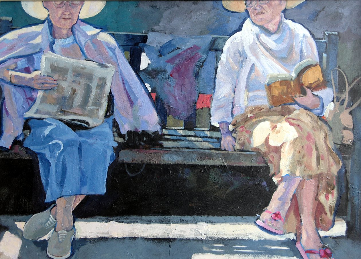 Bænk, 2007 (akryl om bord) af Clive Metcalfe
