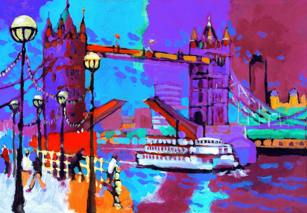 Tower Bridge, 2007 (akryl om bord) af Clive Metcalfe
