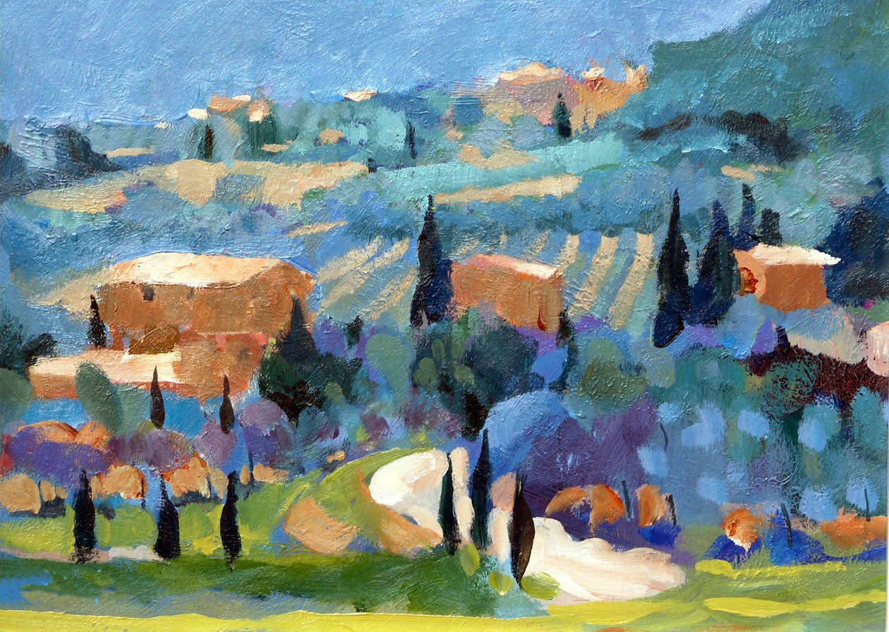 Toscana, 2007 (akryl om bord) af Clive Metcalfe
