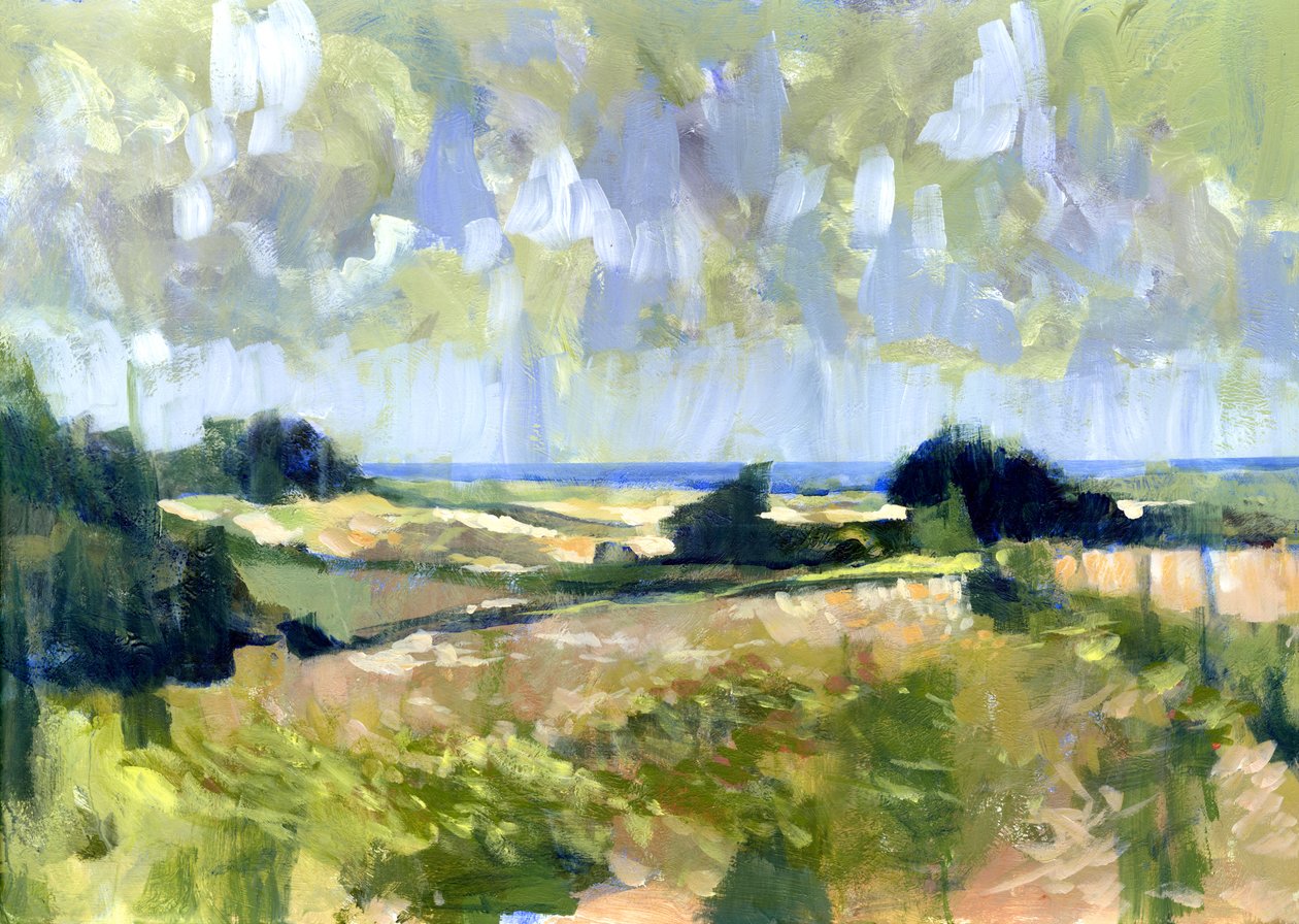 Sutton Downs View, 2007 (akryl på tavle) af Clive Metcalfe