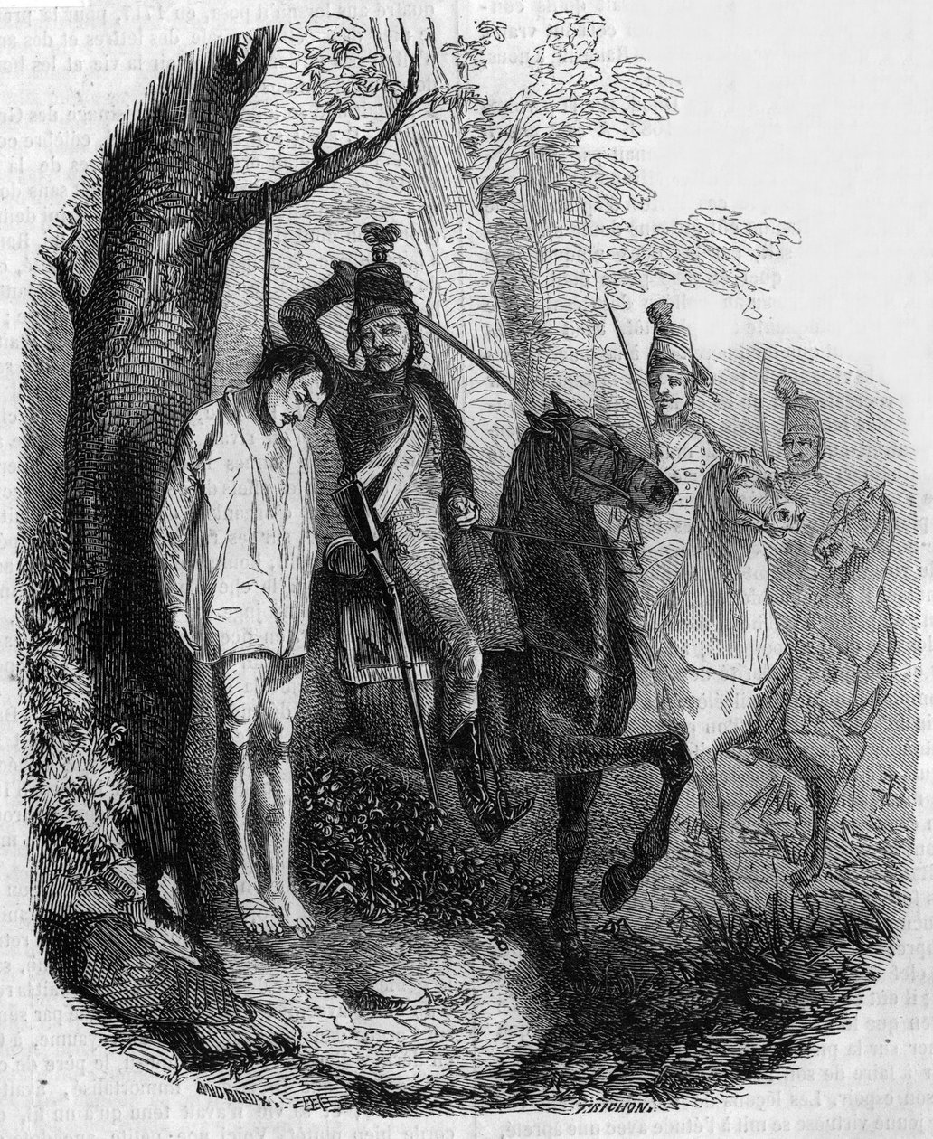 Claude Rameau nedkæmpet af husarer af Clément Auguste Andrieux