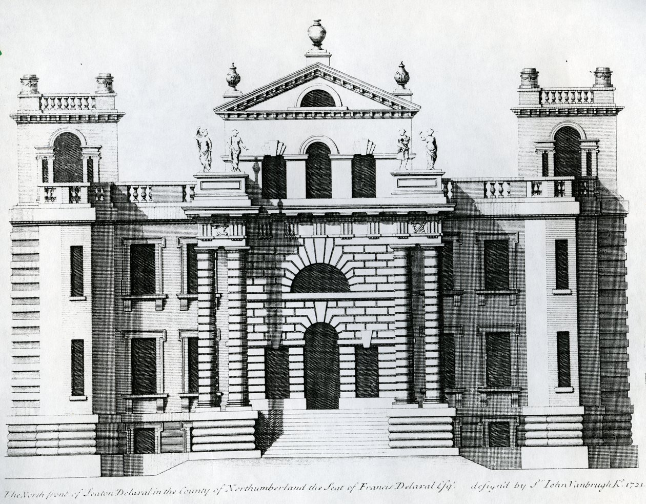 Design til Seaton Delaval, 1721 af Colen Campbell