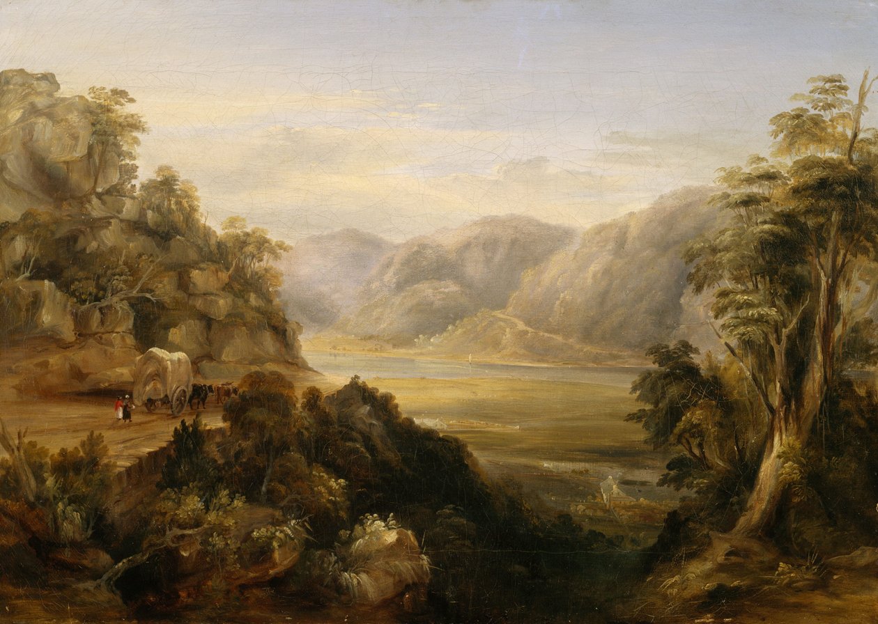 Wisemans færge i 1838 af Conrad Martens