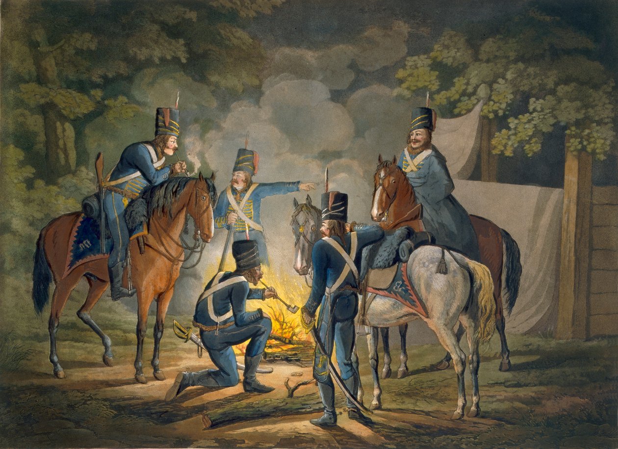 Preussiske husarer på en nattestol, ca. 1799-1802 af Conrad Gessner