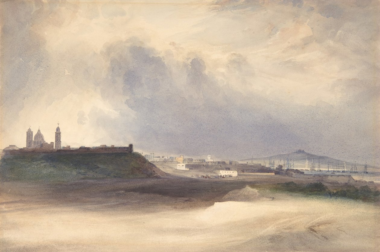 Indflyvning til Montevideo, Uruguay, 1832. af Conrad Martens