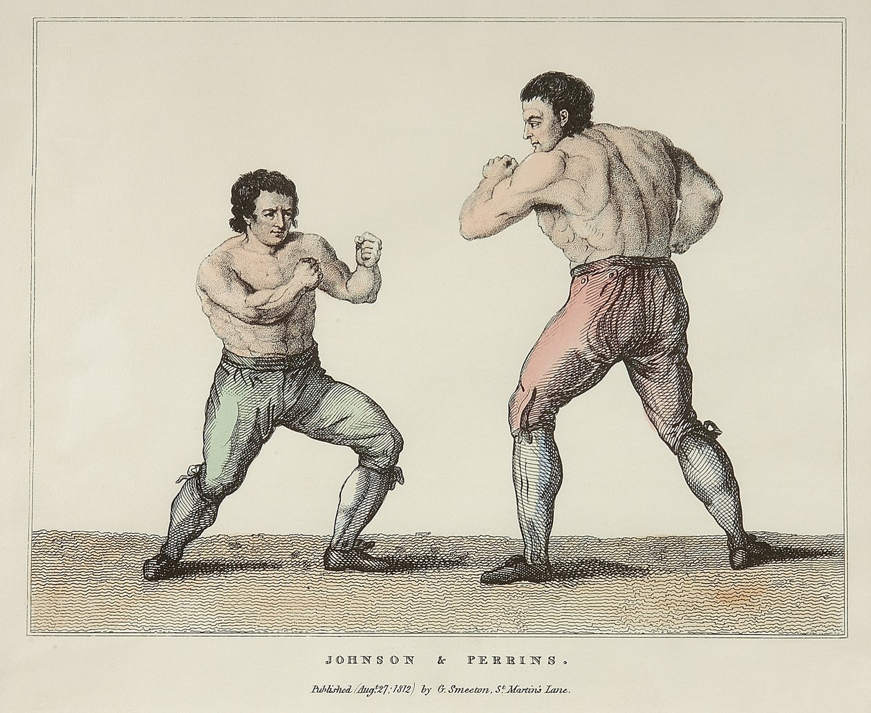 Johnson & Perrin (farvet gravering) af Conrad Martin (after) Metz