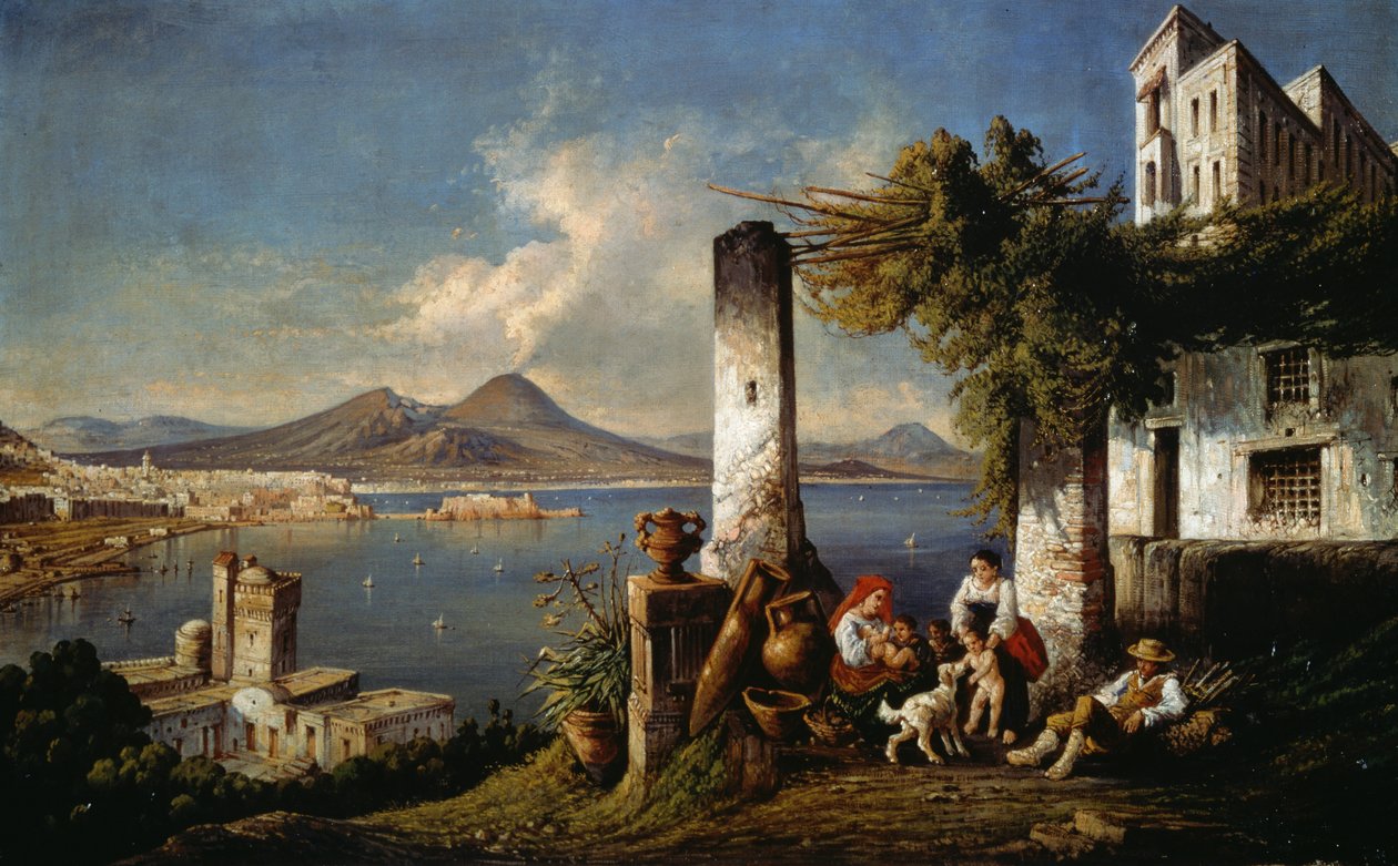 Napoli set fra Posillipo (olie på lærred) af Consalvo Carelli