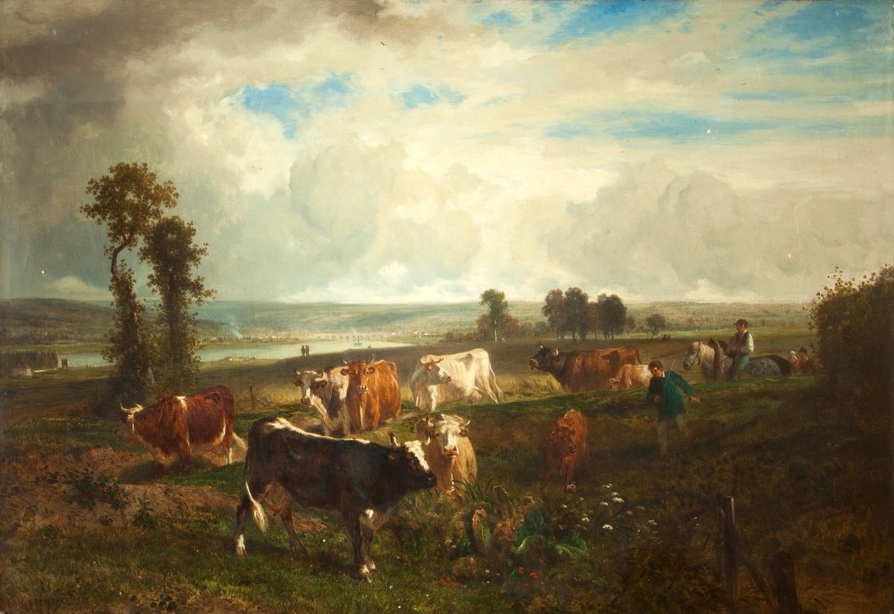 Landskab, Højderne i Suresnes, 1856 af Constant Emile Troyon