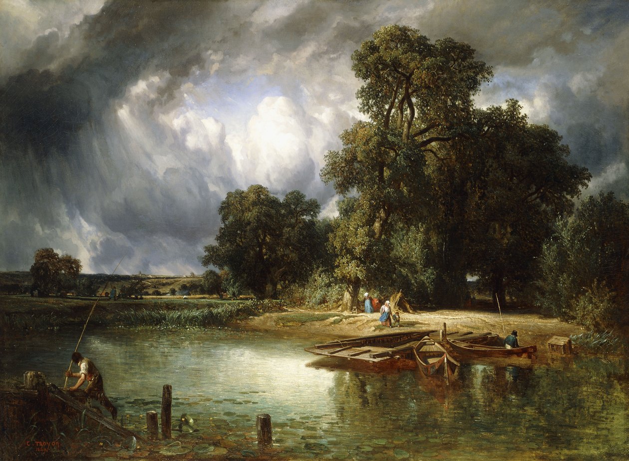 Færgeoverfarten, 1849 af Constant Emile Troyon