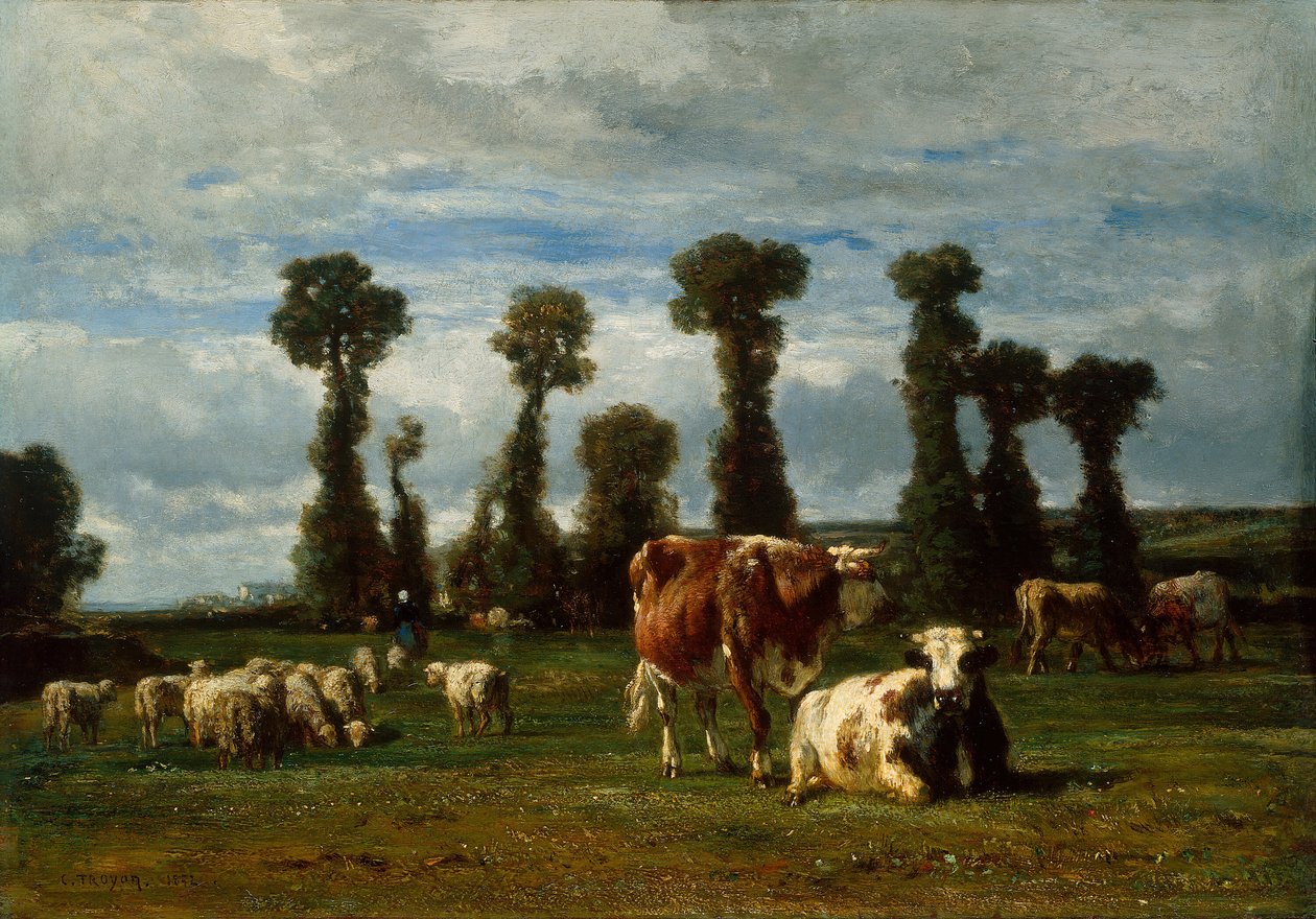 Græsgang i Normandiet, 1852. af Constant Troyon