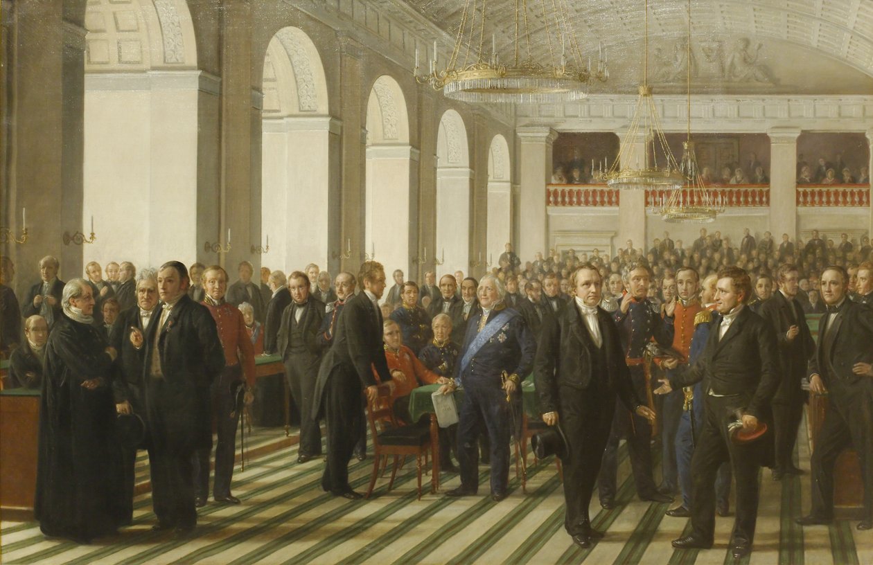 Skitse til Den grundlovgivende Rigsforsamling 1848 af Constantin Hansen
