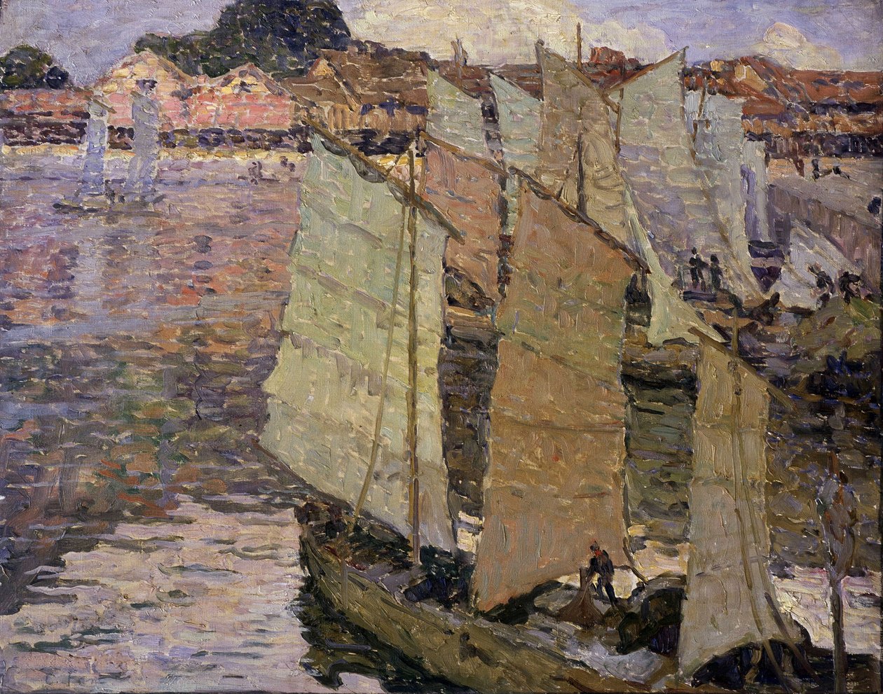 Både (olie på lærred) af Constantin Font