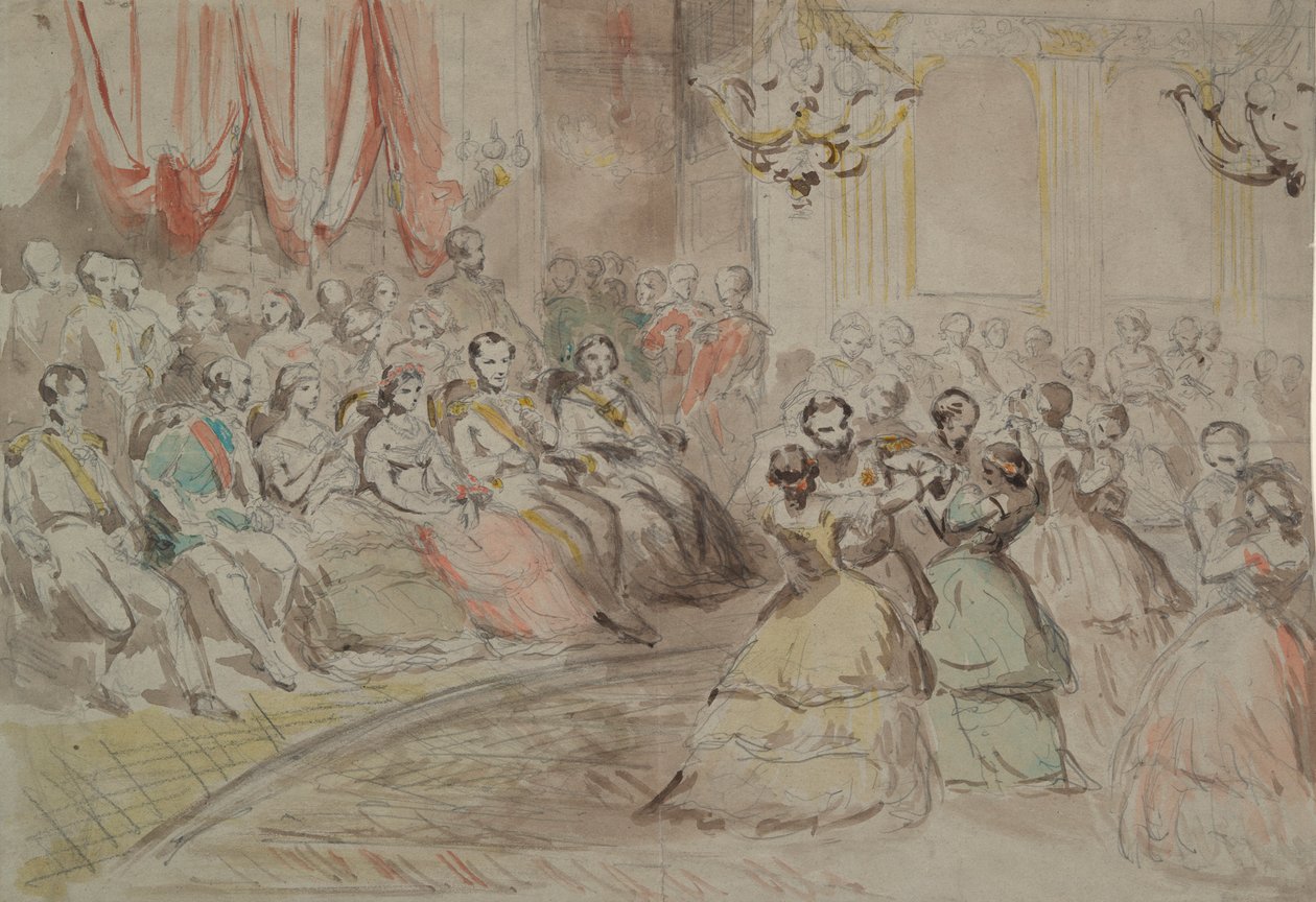 Et statsbal, formentlig med Napoleon III af Constantin Guys