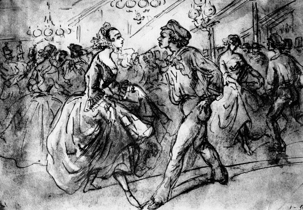 Ved dansen, 1800-tallet, 1930. af Constantin Guys