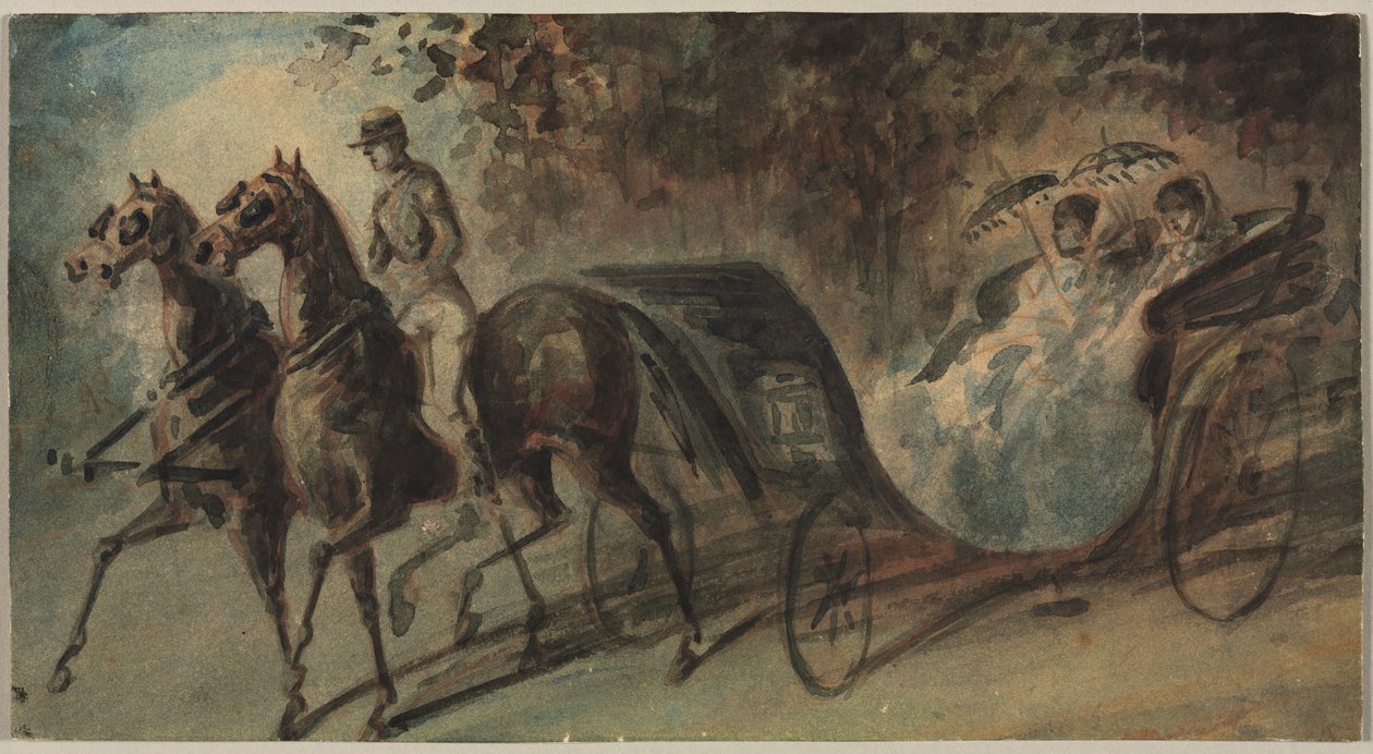 Vogn i Bois de Boulogne, 1800-tallet. af Constantin Guys