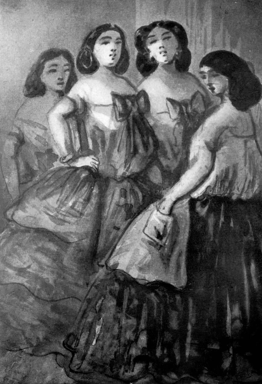 Fire piger, 1800-tallet, 1930. af Constantin Guys