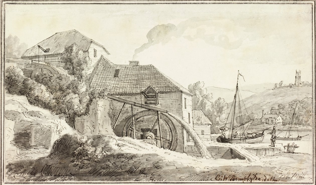 Ford Mill (blæk og wc på papir) af Copplestone Warre Bamfylde