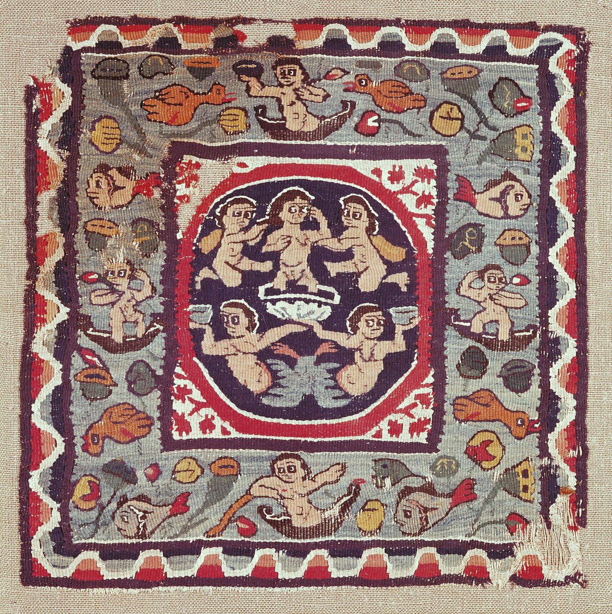Stof forestillende Venus Anadyomene, fra Antinoe (uld og hør) af Coptic