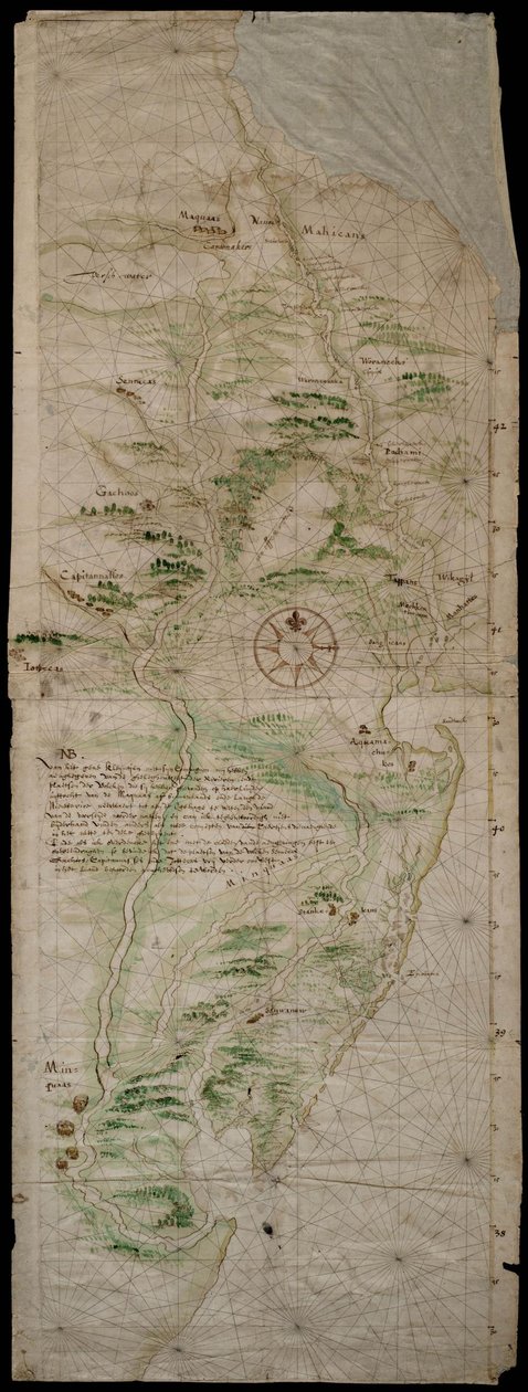 Kort over New Netherland af Cornelis Hendricx