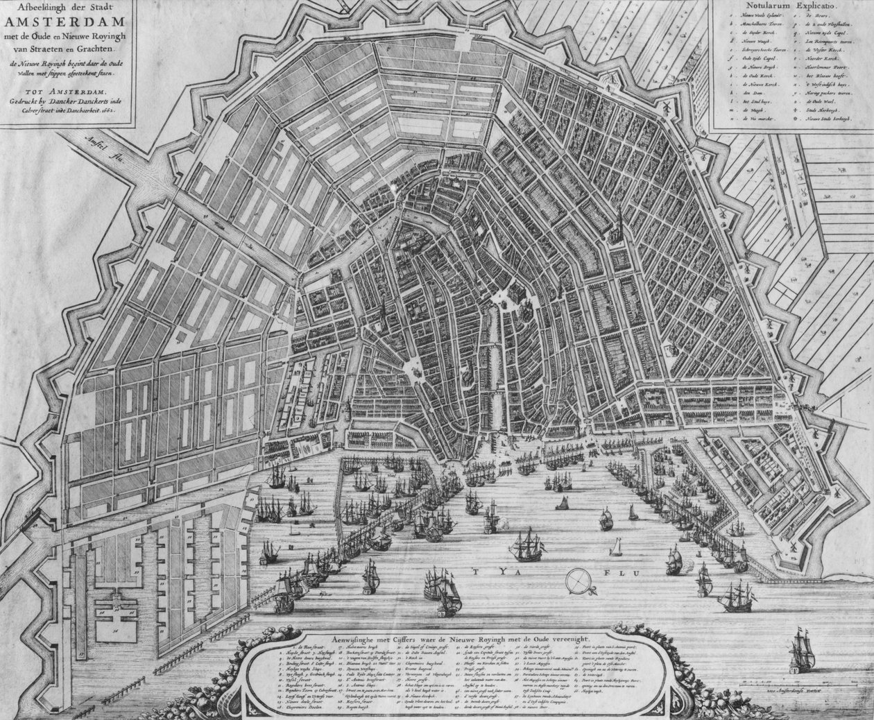 Kort over Amsterdam, 1662 af Cornelis I Danckerts
