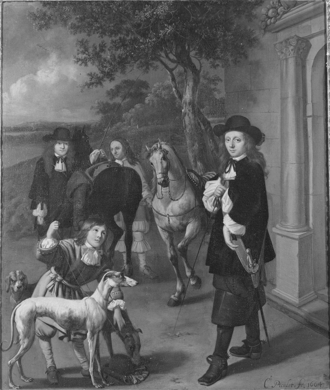 To unge mænd klar til en ridetur af Cornelis Picolet