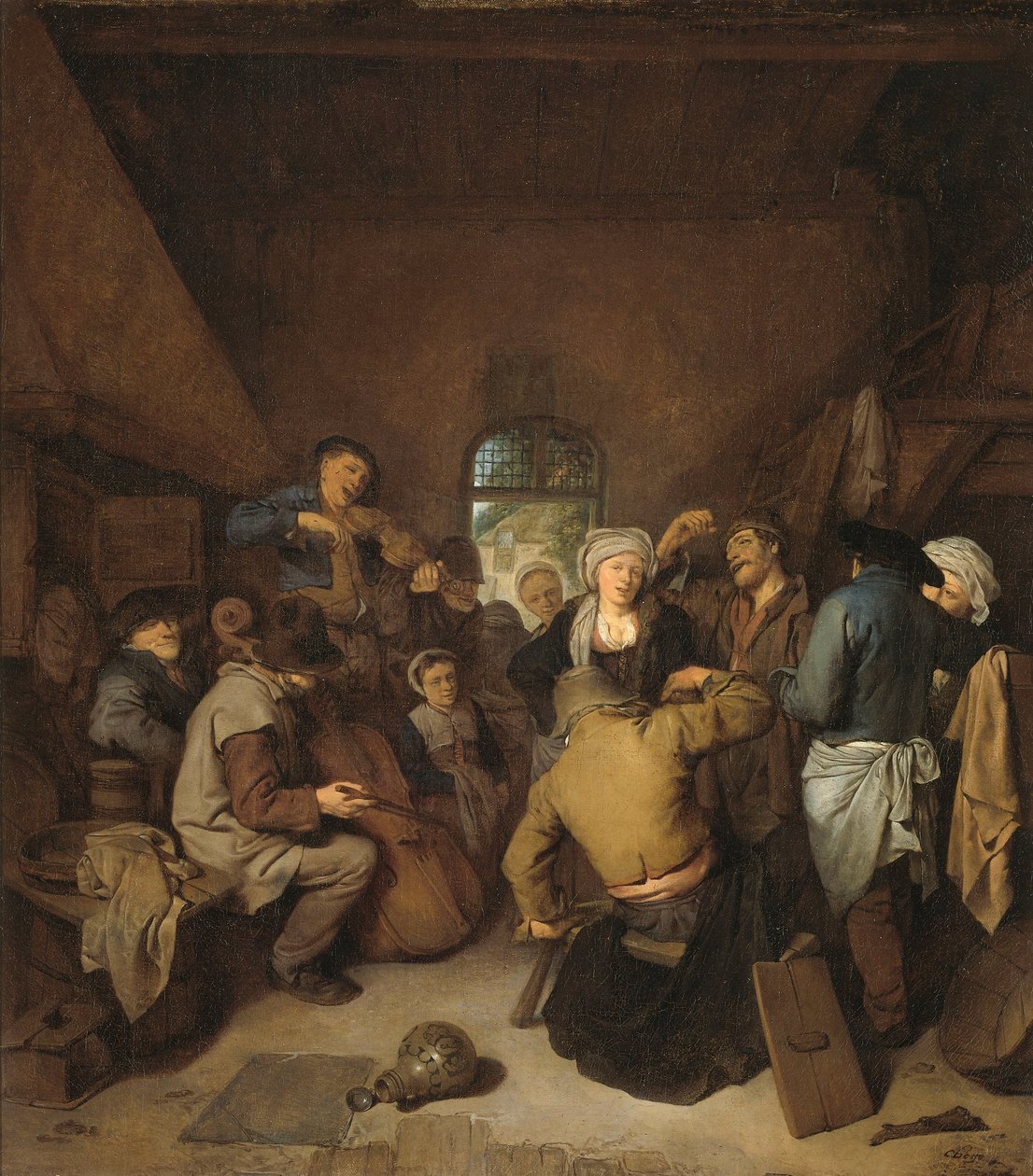 Bønder, der laver musik og danser af Cornelis Pietersz Bega