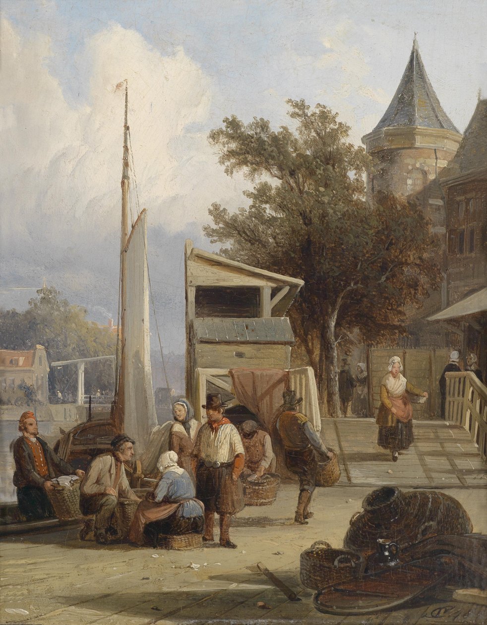 Fiskere på molen af Cornelis Springer