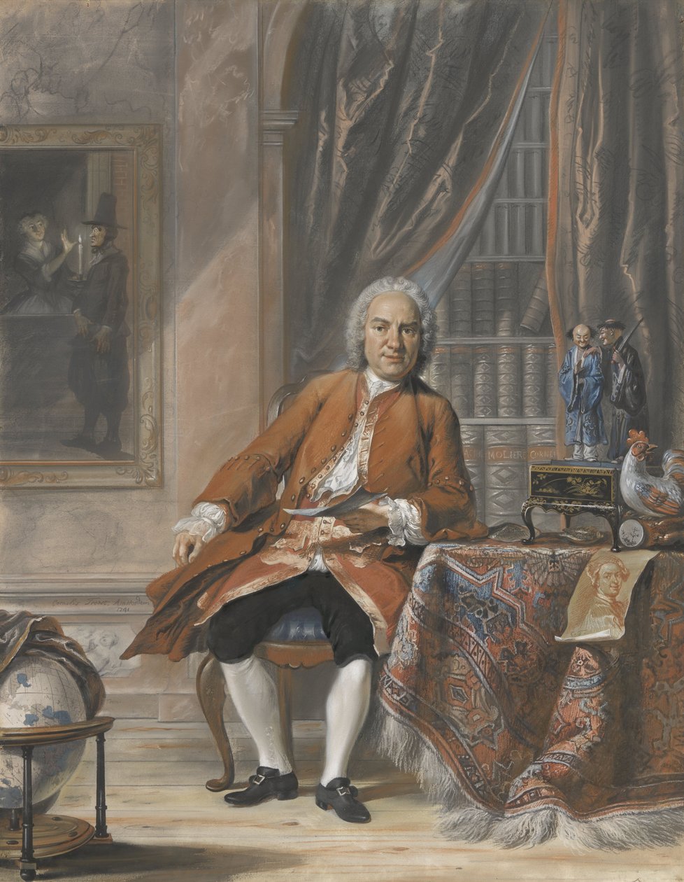 Portræt af Joan Jacob Mauricius, Surinams generalguvernør, 1741 (pastel på papir) af Cornelis Troost
