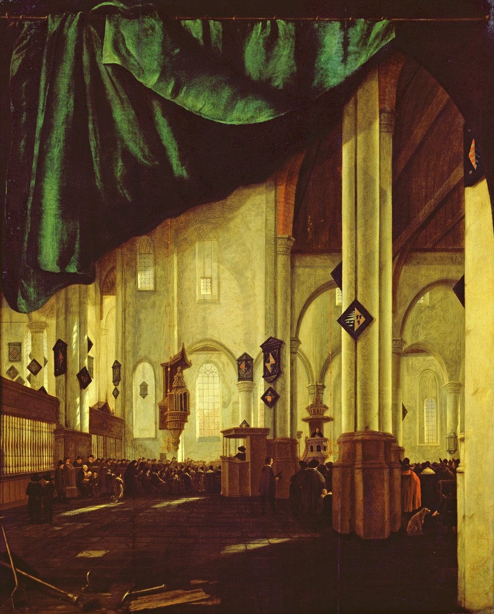 Interiør af den protestantiske kirke i Delft, efter 1665 af Cornelis de Man