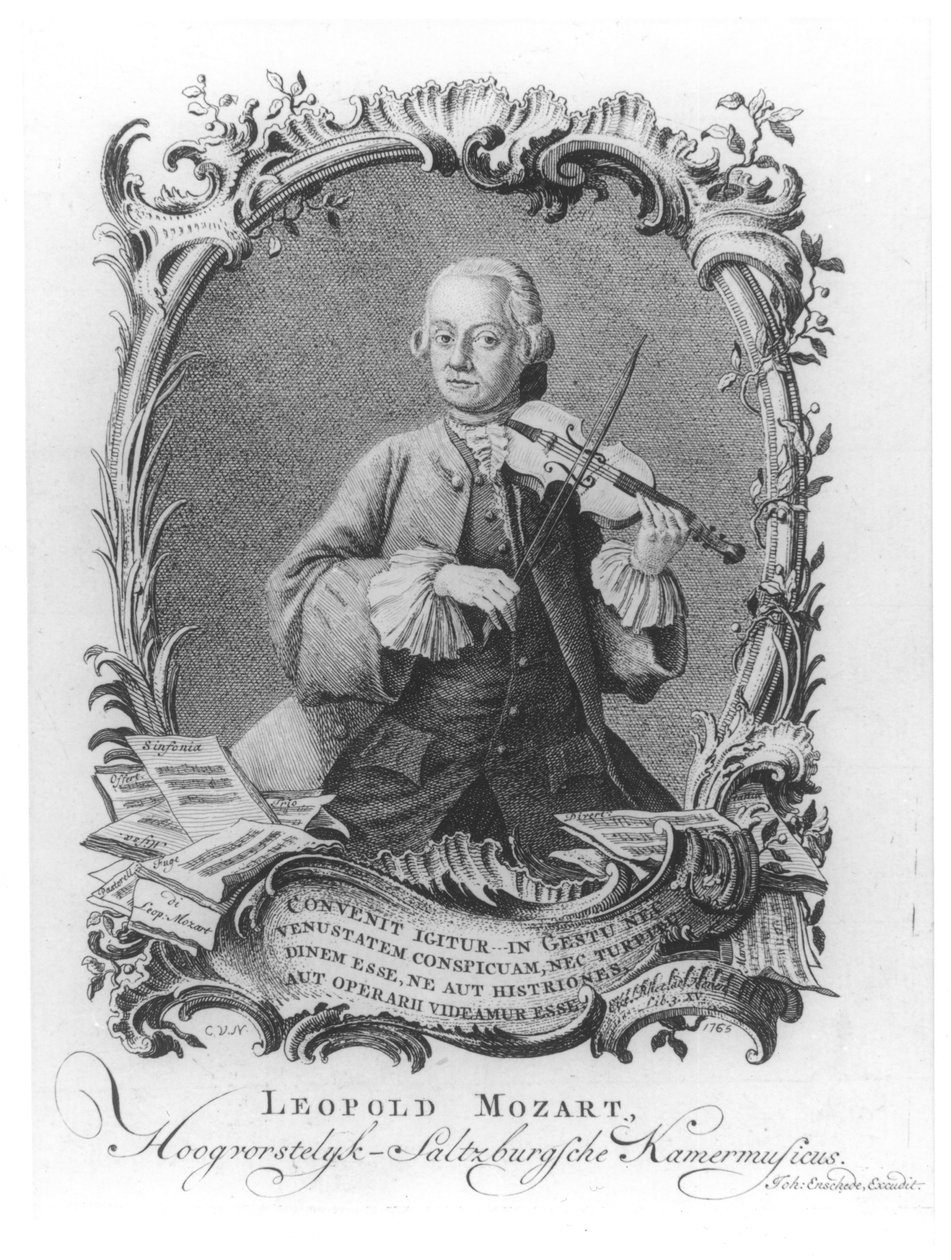Portræt af Leopold Mozart (1719-87) østrigsk violinist og komponist, indgraveret af Johann Enschede, 1765 af Cornelis van Noorde