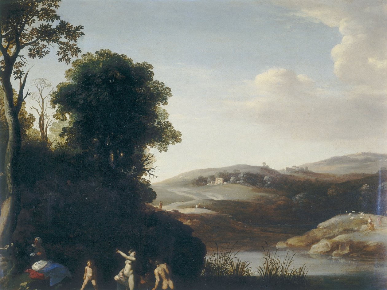 Landskab med badende af Cornelis van Poelenburgh or Poelenburch