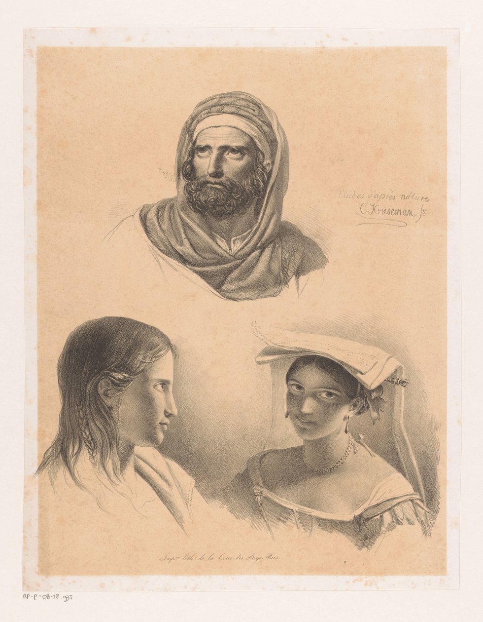 Tre portrætter af Cornelis Kruseman