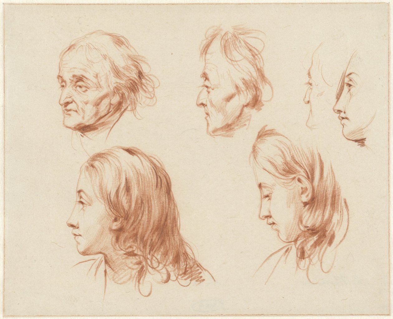 Studier af hoveder af Cornelis Kruseman