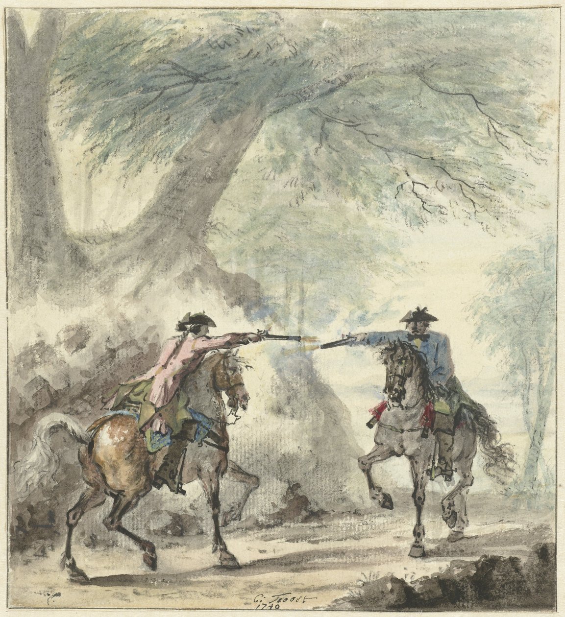 Duel, 1740 af Cornelis Troost