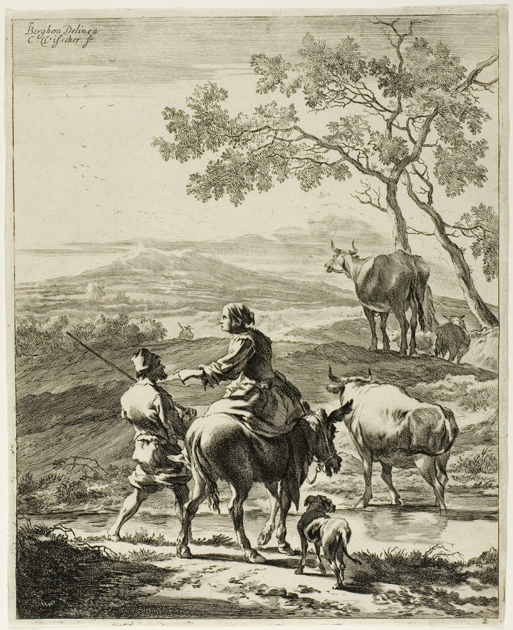 Kvinde på et æsel af Cornelis Visscher